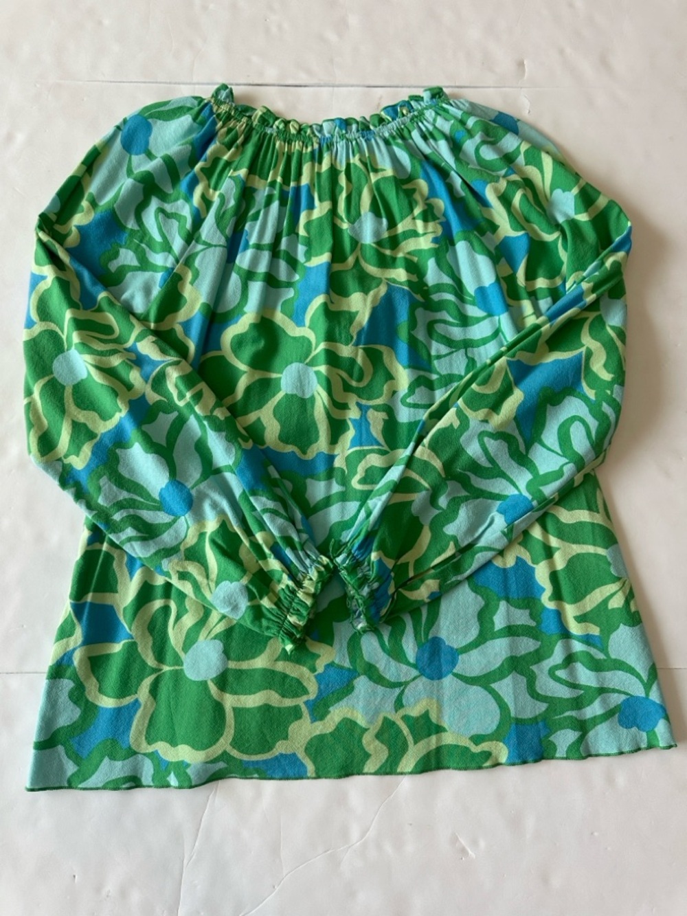 Show Me Your Mumu Small Margo Tunic in vibrant "Abstract Poppy Multi" green/blu - Picture 9 of 11